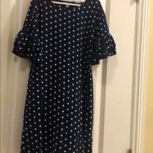 Dark blue polca dot dress